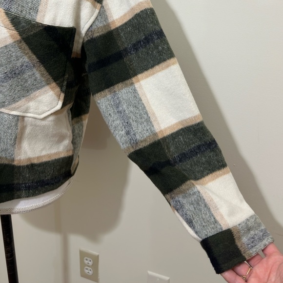 Ashley by 26 International Outerwear green Plaid Print Shacket Jacket Ss - Picture 9 of 13